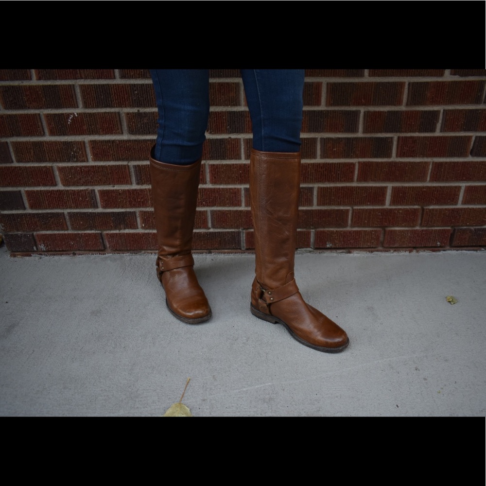 Frye Phillip Harness Tall Boots (Cognac)